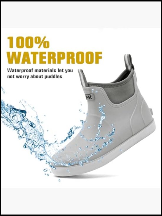 Waterproof Ankle Rain Boots Men Anti-Slip Traction Outdoor Rubber Fishing main image 4